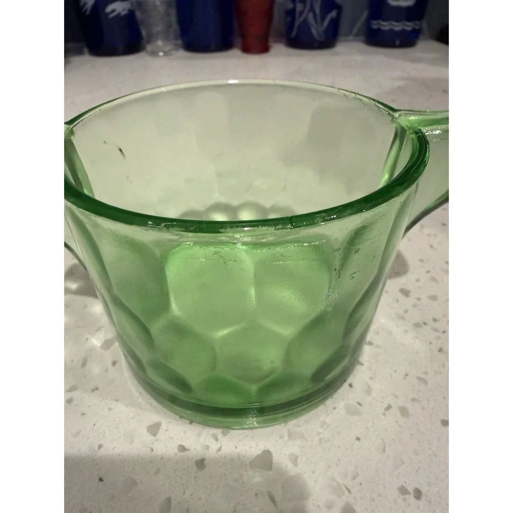 Jeannette Hex Optic Honeycomb Green Sugar Bowl Uranium Depression Glass